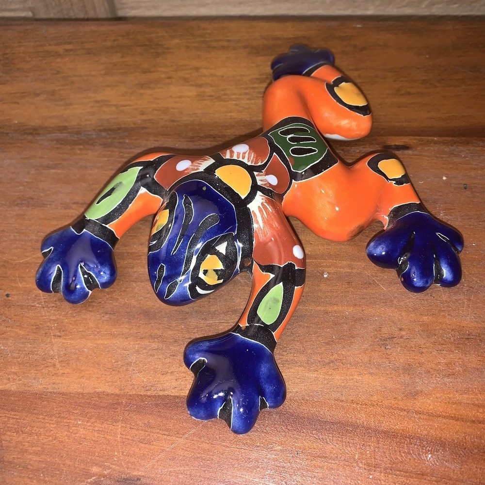 Talavera Hand Painted Frog Wall Art Decor Multi colored Made in‎ Mexico 5"